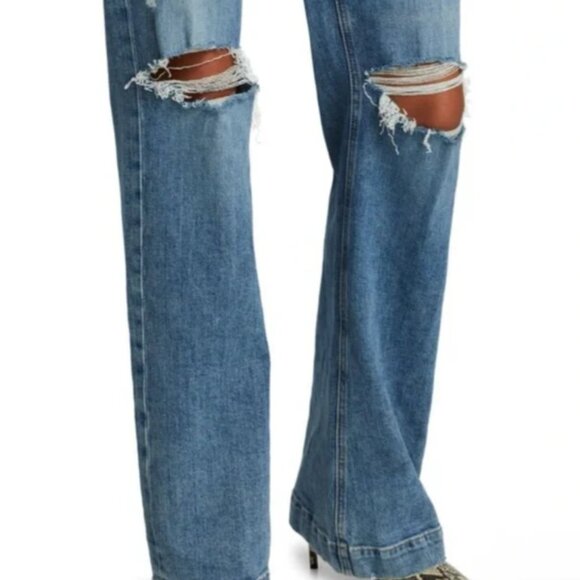 🎀Paige Leenah Wide Leg Exposed Button Fly Jeans in Magda Destructed Wash 29 NWT - Picture 5 of 14